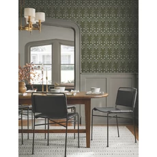 Kép 2/5 - York Koloniál stílusú zöld vlies tapéta Lydia Moss 52 cm X 10 m