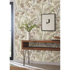 Kép 2/5 - York Virágos zöld-bézs vlies tapéta darumadarakkal Heronwood Mulberry 68,58 cm X 8,22 m