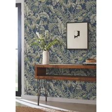Kép 2/5 - York Virágos kék vlies tapéta darumadarakkal Heronwood Navy 68,58 cm X 8,22 m