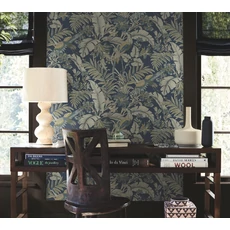 Kép 3/5 - York Virágos kék vlies tapéta darumadarakkal Heronwood Navy 68,58 cm X 8,22 m