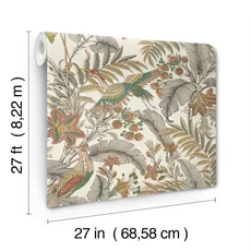 Kép 4/5 - York Virágos színes vlies tapéta darumadarakkal Heronwood Sedona 68,58 cm X 8,22 m