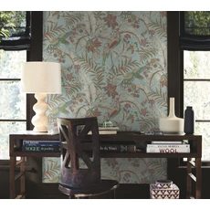 Kép 3/5 - York Virágos világoskék vlies tapéta darumadarakkal Heronwood Sky Blue 68,58 cm X 8,22 m