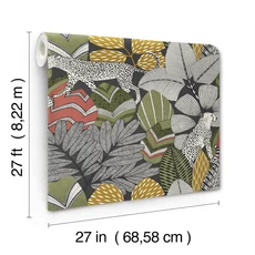 Kép 4/5 - York Egzotikus színes vlies tapéta jaguárral Namiri Black 68,58 cm X 8,22 m