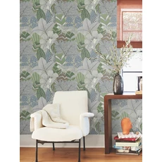 Kép 2/5 - York Egzotikus kék vlies tapéta jaguárral Namiri Blue 68,58 cm X 8,22 m