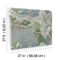 Kép 4/5 - York Egzotikus kék vlies tapéta jaguárral Namiri Blue 68,58 cm X 8,22 m