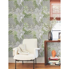 Kép 2/5 - York Egzotikus zöld vlies tapéta jaguárral Namiri Green 68,58 cm X 8,22 m