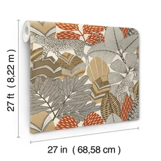 Kép 4/5 - York Egzotikus barna-piros vlies tapéta jaguárral Namiri Ochre 68,58 cm X 8,22 m