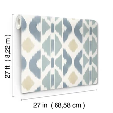 Kép 4/5 - York Ikat mintás kék vlies tapéta Patan Denim 68,58 cm X 8,22 m