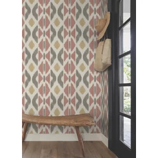 Kép 2/5 - York Ikat mintás piros-szürke vlies tapéta Patan Sedona 68,58 cm X 8,22 m