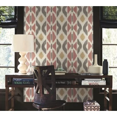 Kép 3/5 - York Ikat mintás piros-szürke vlies tapéta Patan Sedona 68,58 cm X 8,22 m