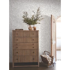 Kép 2/6 - York Geometriai mintás fekete-fehér vlies tapéta Sirih Black 68,58 cm  X 8,22 m