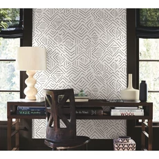 Kép 3/6 - York Geometriai mintás fekete-fehér vlies tapéta Sirih Black 68,58 cm  X 8,22 m