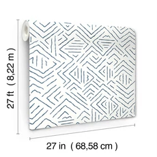 Kép 4/6 - York Geometriai mintás kék vlies tapéta Sirih Navy 68,58 cm  X 8,22 m
