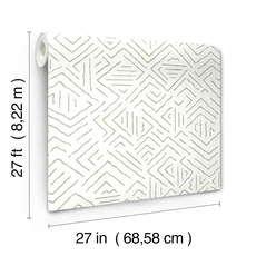 Kép 4/6 - York Geometriai mintás zöld vlies tapéta Sirih Sage 68,58 cm  X 8,22 m