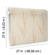 Kép 5/7 - York Kalász mintás barna vlies tapéta arany részletekkel Graceful Willow Pale Straw 68,58 cm X 8,22 m
