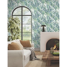 Kép 2/7 - York Pálmaleveles modern zöld-kék vies tapéta Swaying Palms Green-Blue 68,58 cm X 8,22 m