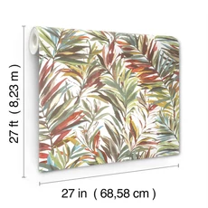 Kép 5/7 - York Pálmaleveles modern piros-zöld vies tapéta Swaying Palms Rouge-Mink 68,58 cm X 8,22 m