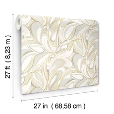 Kép 5/7 - York Absztrakt mintás bézs vlies tapéta arany részletekkel Achate Beige Grey 68,58 cm X 8,22 m