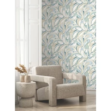 Kép 2/7 - York Absztrakt mintás kék vlies tapéta arany részletekkel Achate Blue 68,58 cm X 8,22 m