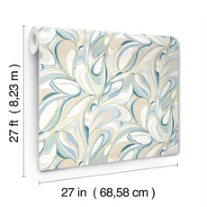 Kép 5/7 - York Absztrakt mintás kék vlies tapéta arany részletekkel Achate Blue 68,58 cm X 8,22 m