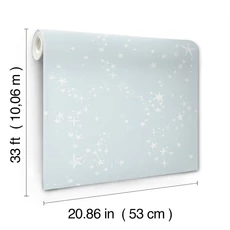 Kép 3/4 - York Csillagos világoskék vlies gyerek tapéta Stjärnhimmel Light Blue 53 cm X 10 m
