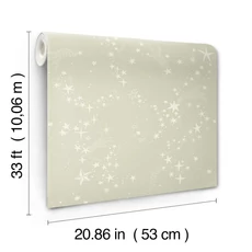 Kép 3/4 - York Csillagos zöld vlies gyerek tapéta Stjärnhimmel Light Green 53 cm X 10 m