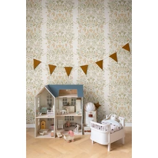 Kép 2/4 - York Cirkuszi akrobaták virágos indákon rózsaszín-zöld vlies gyerek tapéta Cirkus Moss 53 cm X 10 m