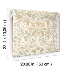 Kép 3/4 - York Cirkuszi akrobaták virágos indákon rózsaszín-zöld vlies gyerek tapéta Cirkus Moss 53 cm X 10 m