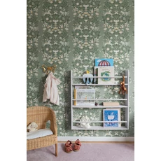 Kép 2/4 - York Cirkuszi akrobaták virágos indákon zöld vlies gyerek tapéta Cirkus Sea Green 53 cm X 10 m