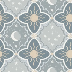 Kép 1/4 - York Nap és csillagok kék vlies tapéta Sol & Måne Blue 53 cm X 10 m