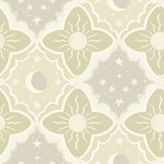 Kép 1/4 - York Nap és csillagok zöld vlies tapéta Sol & Måne Green 53 cm X 10 m