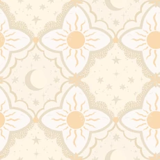 Kép 1/4 - York Nap és csillagok sárga vlies tapéta Sol & Måne Tangerine 53 cm X 10 m