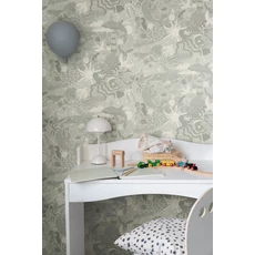 Kép 2/4 - York Tengeri állatok szürke vlies gyerek tapéta Havet Light Blue 53 cm X 10 m