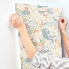 Kép 4/4 - York Tengeri állatok színes vlies gyerek tapéta Havet Multi 53 cm X 10 m