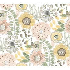 Kép 1/7 - York Vadvirágos sárga vlies tapéta Artistic Bouquet Coral & Lemon 68,58 cm X 8,22 m