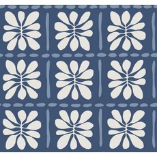 Kép 1/7 - York Csempe mintás virágos kék vlies tapéta Mimosa Fleur Ultramarine 68,58 cm X 8,22 m