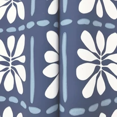 Kép 6/7 - York Csempe mintás virágos kék vlies tapéta Mimosa Fleur Ultramarine 68,58 cm X 8,22 m