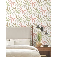 Kép 3/7 - York Modern levélmintás zöld-korall vlies tapéta Little Garden Leaf & Coral 68,58 cm X 8,22 m