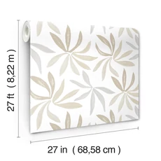 Kép 4/7 - York Modern levélmintás pasztell bézs vlies tapéta Little Garden Neutral Pearl 68,58 cm X 8,22 m
