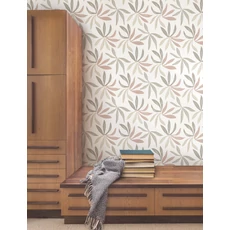 Kép 2/7 - York Modern levélmintás pasztell barna vlies tapéta Little Garden Nude Blush 68,58 cm X 8,22 m