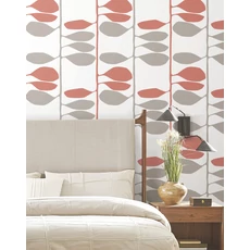 Kép 3/7 - York Szőlőtőkét ábrázoló modern piros-szürke vlies tapéta Sculpted Vines Vermillion Graphite 68,58 cm X 8,22 m