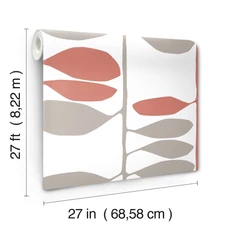 Kép 4/7 - York Szőlőtőkét ábrázoló modern piros-szürke vlies tapéta Sculpted Vines Vermillion Graphite 68,58 cm X 8,22 m