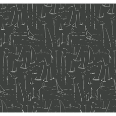 Kép 1/7 - York Vitorlásokat ábrázoló modern fekete-fehér vlies tapéta Vermillion Coast Carbon Black 68,58 cm X 8,22 m