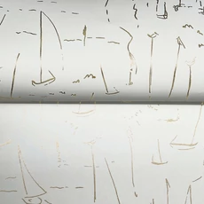 Kép 6/7 - York Vitorlásokat ábrázoló modern arany vlies tapéta Vermillion Coast Gold 68,58 cm X 8,22 m