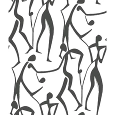 Kép 1/7 - York Táncoló alakok fekete-fehér vlies tapéta Joyful Dancers Carbon Black 52 cm X 10 m
