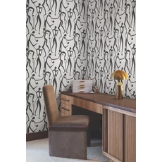 Kép 2/7 - York Táncoló alakok fekete-fehér vlies tapéta Joyful Dancers Carbon Black 52 cm X 10 m