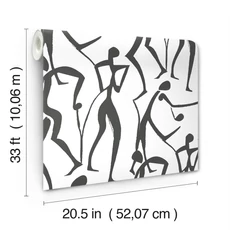 Kép 4/7 - York Táncoló alakok fekete-fehér vlies tapéta Joyful Dancers Carbon Black 52 cm X 10 m