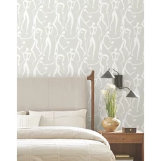 Kép 3/7 - York Táncoló alakok szürke vlies tapéta Joyful Dancers Lichen Grey 52 cm X 10 m