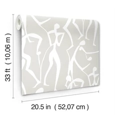 Kép 4/7 - York Táncoló alakok szürke vlies tapéta Joyful Dancers Lichen Grey 52 cm X 10 m