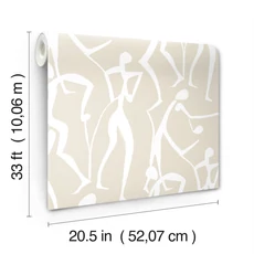 Kép 4/7 - York Táncoló alakok bézs vlies tapéta Joyful Dancers Nude 52 cm X 10 m